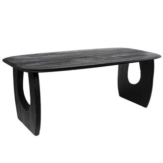 Koketto Home Mesa comedor madera acabado negro redondeado 160