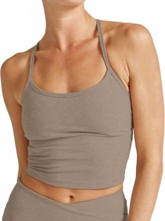 Beyond Yoga Spacedye Slim Racerback Cropped Tank Top In Birch Heather