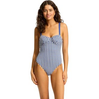 Seafolly Bella One-Piece Womens Ultramarin Spaghetti Strap Swimsuit RED197
