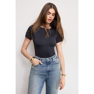 Good American Womens Weightless Sculpting Corset Bodysuit | Black, Size Large | Good American by KhloÈ Kardashian