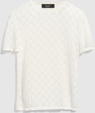 Gucci GG Cotton Devor&eacute; T-shirt, White, Ready-to-wear