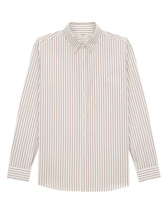 Saint Laurent Cassandre Shirt In Striped Cotton Poplin
