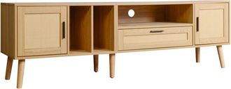 Urban Meuble Mueble tv imitación madera con decoración ratán 2 puertas y un cajón