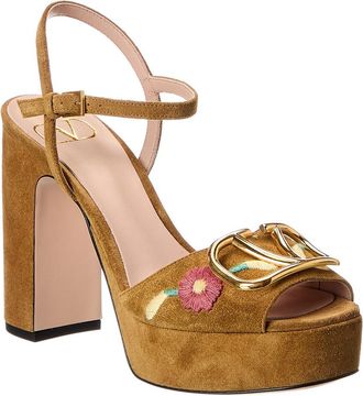Valentino VLogo 115 Suede Platform Sandal