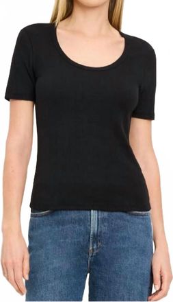 Michael Stars Cecile Pointelle Short Sleeve Crew Tee In Black