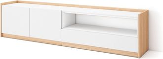 Skraut Home Skraut Home - Mueble Tv, Televisi&oacute;n, 207x37x50cm, Para Tv Hasta 80, Blanco Y Roble Soft