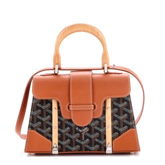 Goyard Structured Saigon Top Handle Bag Coated Canvas with Leather Mini