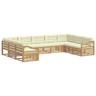 vidaXL Conjunto De Sof&aacute;s De Exterior 9 Uds. Blanco Y Crema Vidaxl