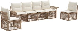 vidaXL Conjunto De Sof&aacute;s De Jard&iacute;n 6 Uds. Beige Rat&aacute;n Sint&eacute;tico Vidaxl