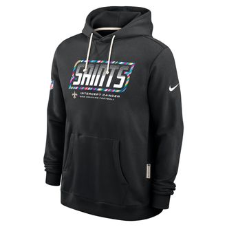 Nike New Orleans Saints Crucial Catch Sideline Standard Issue Nike Mens Dri-FIT NFL Pullover Hoodie in Black | 03AZ00AZUM-F9R