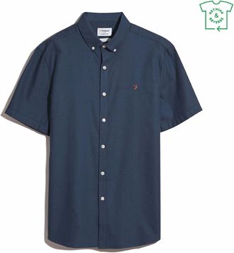 Farah Herenoverhemd met korte mouwen, model Brewer Slim (Blauw)