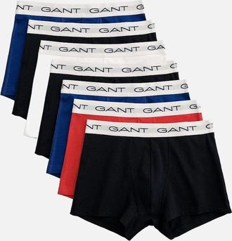 GANT Mens 7-Pack Contrast Waistband Boxer Trunks, Navy/Blue/White/Red - Black - Size: 32/34/35