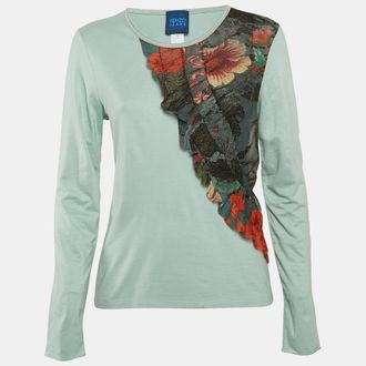 Kenzo Blue Mesh Trim Jersey Long Sleeve T-Shirt L