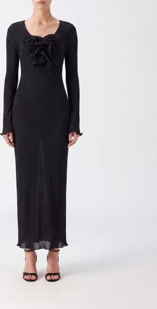 Magda Butrym Abito midi slim fit plissettato con applicazione a fiore