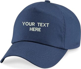 Generic Personalised Embroidered BC010 Baseball Cap Add Your Text, Unisex Workwear Baseball Cap (Navy)