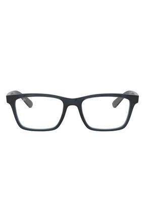 Ray-Ban 53mm Rectangular Optical Glasses in Grey Blue at Nordstrom