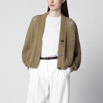 Roberto Collina Cardigan verde militare in maglia di misto cotone