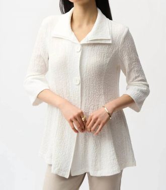 Joseph Ribkoff Collared Flared Quarter Sleeve Top In White