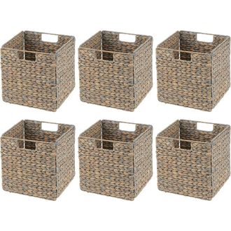 mDesign Hyacinth Woven Cube Bin Basket Organizer in Gray Wash at Nordstrom