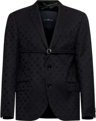 John Richmond Jassen, Heren, Zwart, XL, Wol, Blazer met ton sur ton en ringdetail