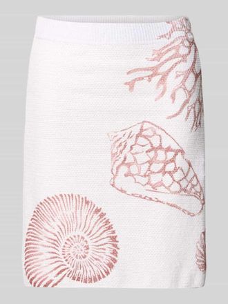 Marc Cain Knielanger Rock mit Allover-Motiv-Print in Offwhite, Gr&ouml;&szlig;e 36
