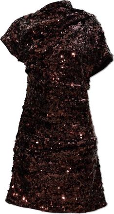 Ganni Mini-jurk met pailletten - Dames - Feestkleedjes - Bruin - M - Pailletten - Kleedjes