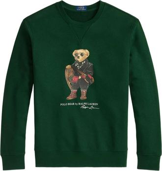 Polo Ralph Lauren Groene trui met Polo Bear-print - Heren - Ronde hals truien - Groen - XL - Katoen - Truien & Vesten
