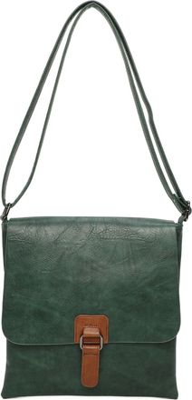 Generic Womens Vegan Leather Crossbody Bag, Satchel Bag, Flap Closure with Buckle (D.Green)