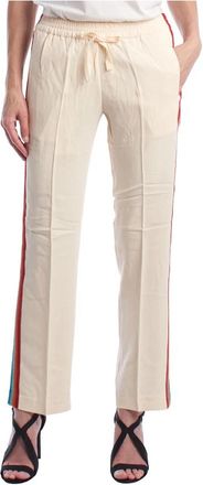Zadig&Voltaire Soepele broek met multicolor zijstreep - Dames - Straight fit broeken - Beige - S - Broeken