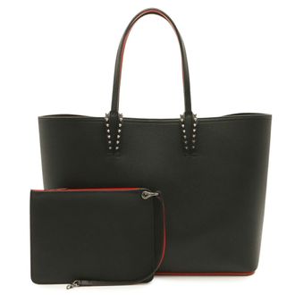 Christian Louboutin Black Red Color Patent Leather Rubber Shoulder Bag Tote Bag (Pre-Owned)