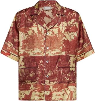 Pierre-Louis Mascia Overhemden, Dames, Rood, XS, Leer, Aloe Korte Mouw Shirt