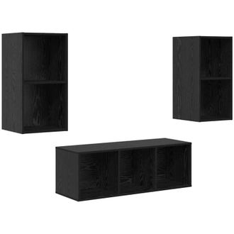 vidaXL Vidaxl - Juego De Muebles De Tv 3 Pcs Roble Negro 37 X 37 X 107 Cm