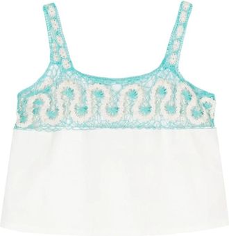 Bode Room Ripple Kant Tank Top - Dames - Tops zonder mouwen - Beige - S - Katoen - Tops