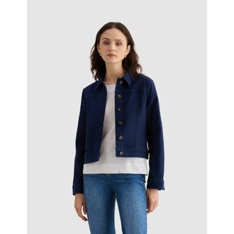 Hobbs London Selborne Boxy Cropped Denim Jacket in Hobbs Navy at Nordstrom, Size 10