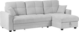 Vente-Unique Sof&aacute; cama rinconera reversible en chenilla gris claro LUMARIO