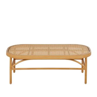 Maisons du monde Mesa baja de exterior de aluminio beige y resina trenzada efecto ratán