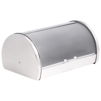 Beliani Panera De Metal De Acero Inoxidable Con Tapa Enrollable 38 X 26 X 19 Cm Plateado Friandise