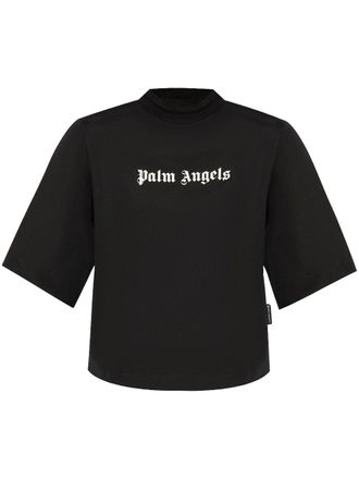 Palm Angels T-shirt met logoprint - Zwart