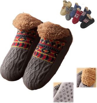 Generic Winter Wool Socks,Fuzzy Non-Slip Floor Sock,Warm Thick Fleece Cold-Proof Sock for Indoor in Winter for Men and Women (Gray, Adult, Adult, Women, X-Lar