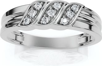 Pompeii3 Mens Diamond Wedding Ring 10K White Gold High Polished Band Size Selectable