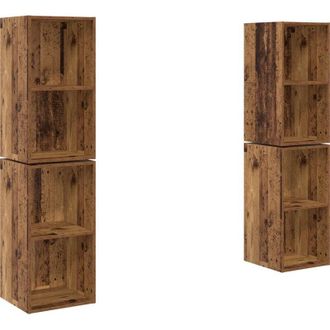 vidaXL Vidaxl - Mueble De Tv De Pared 4 Pcs Madera Envejecida 37 X 37 X 72 Cm