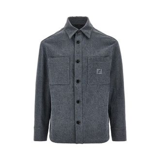 Fendi Stone-washed denim overshirt Man 48