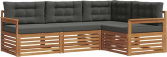 vidaXL Conjunto De Sof&aacute;s De Exterior 4 Uds. Natural Y Antracita Vidaxl