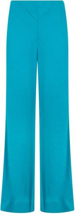 Alberta Ferretti Wijde Lange Broek - Dames - Wijde Broeken - Blauw - S - Linnen - Broeken
