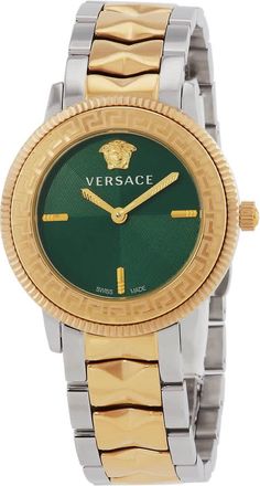Versace V-Tribute Quartz Green Dial Two-Tone Ladies Watch VE2P00522