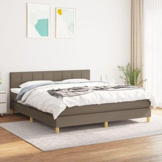 vidaXL Vidaxl - Cama Box Spring Con Colch&oacute;n Tela Gris Taupe 160x200 Cm