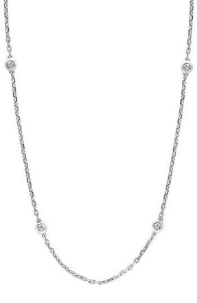 Effy Sterling Silver Diamond Station Necklace - 0.07 ctw in White at Nordstrom Rack