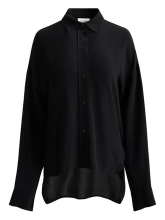 St. John Sharon button silk crepon blouse - Black