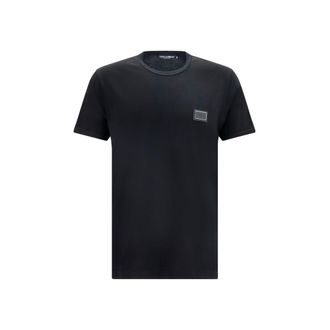 Dolce & Gabbana Logo-Plaque Cotton T-Shirt - Black