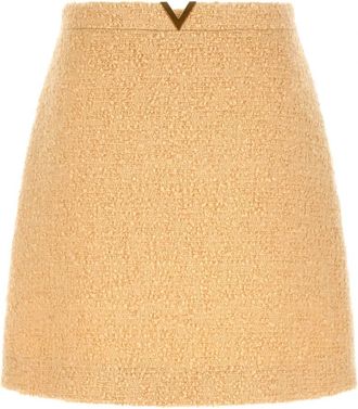 Valentino Garavani Curly Wool Tweed Mini Rok - Dames - Korte rokken - Beige - XS - Tweed - Rokken